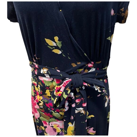 Venus Lascana Dress Medium Floral Handkerchief Hem Tie Waist Tropical Resort - Picture 8 of 11